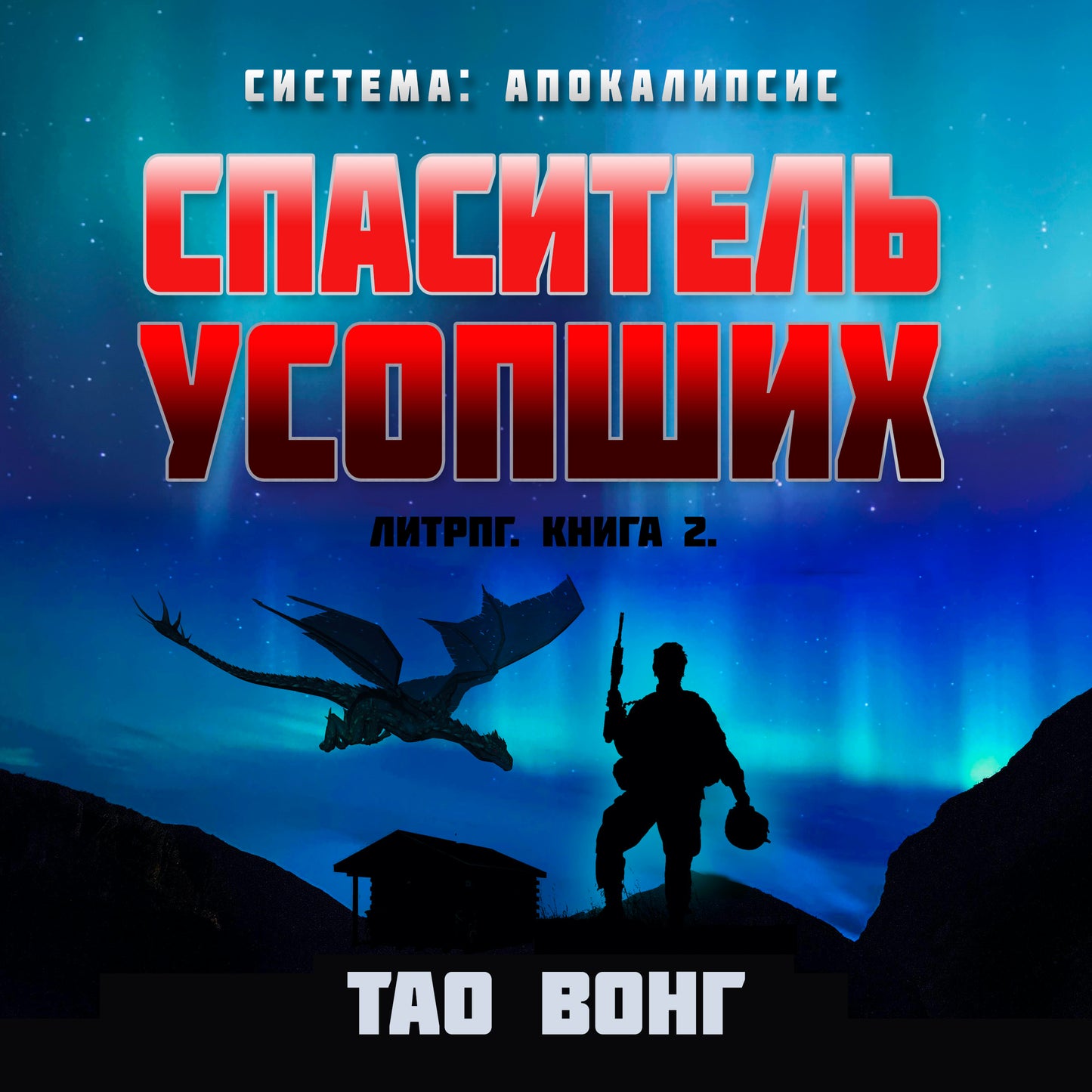 Book cover with silhouette of a person and dragon against a night sky, with Russian text.