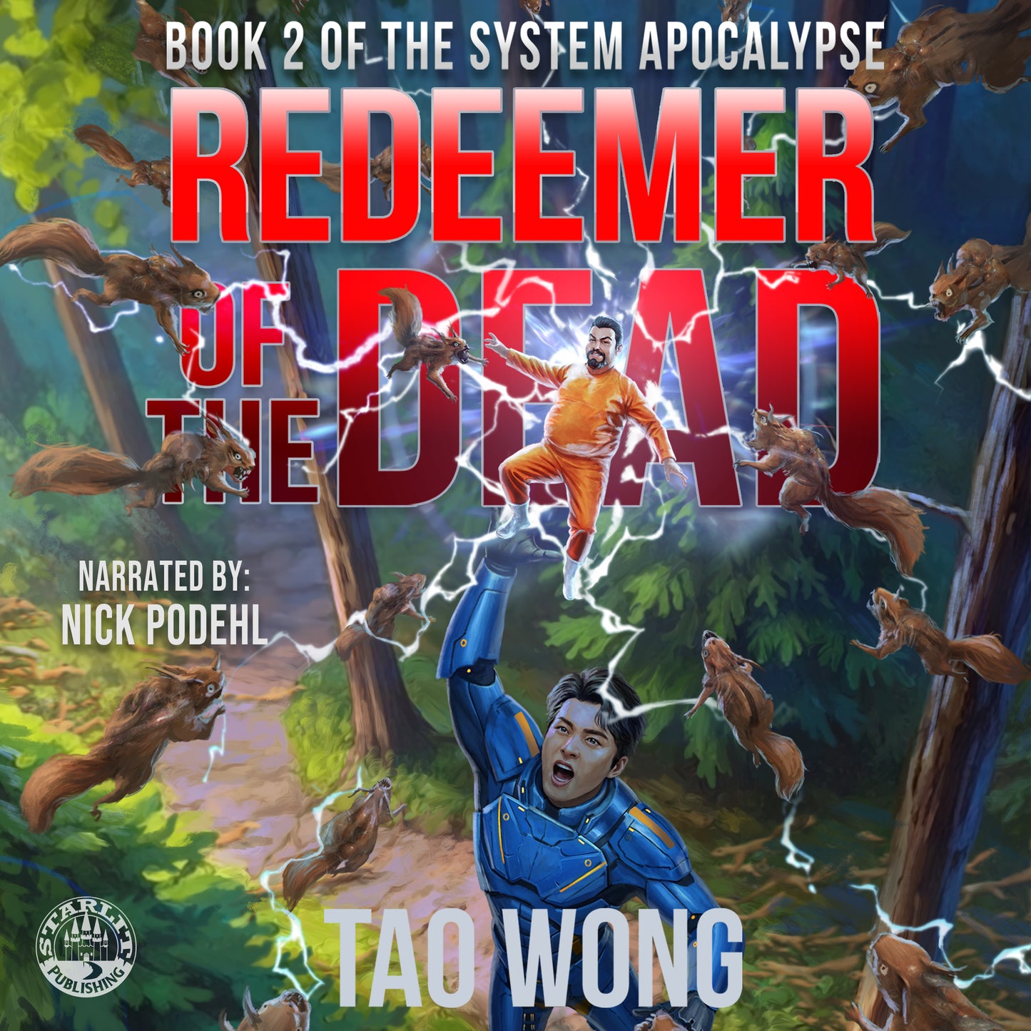 Book cover of 'Redeemer of the Dead' from 'The System Apocalypse' series, featuring two characters and text.